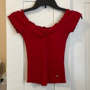 Off the shoulders, red top. Size S, Guess brand.
